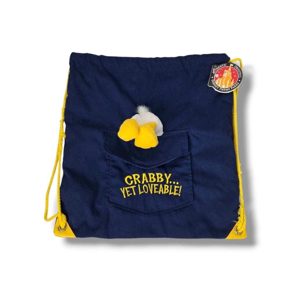 Disney Drawstring Bag Backpack Donald Duck Crabby Yet Loveable Theme Park Blue